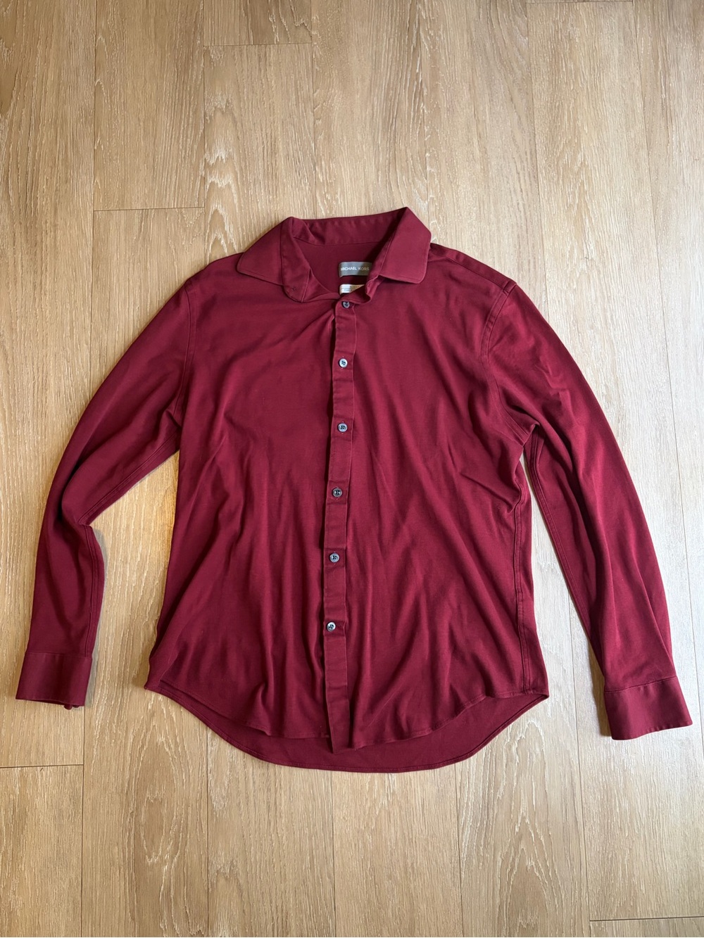Michael Kors Maroon Slim Fit Button-Down Shirt